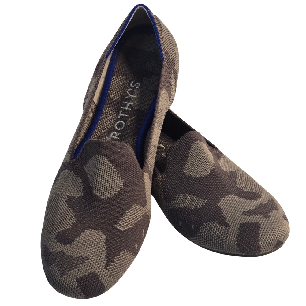 NEW Rothys The Loafer MINK Grey Camo Knit Flat Shoes Womens 9 Soft Slip On - Picture 4 of 13